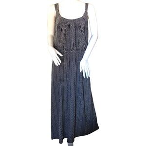 LANE BRYANT Pleated Black White Polka Dot Maxi Dress‎ 14/16 Sleeveless Stretch